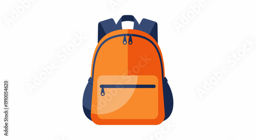 Orange and blue backpack on white background, illustration