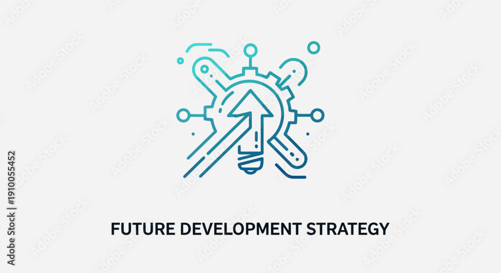 Obraz premium Future Development Strategy Abstract Concept with Lightbulb Gear and Arrow.