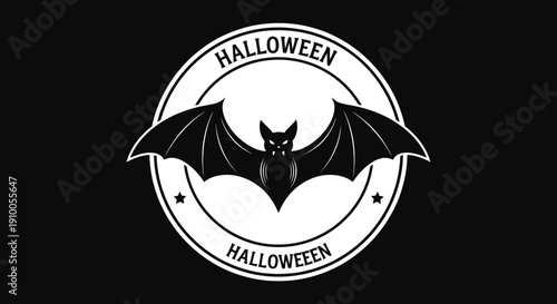 Halloween Bat Emblem Graphic Design.