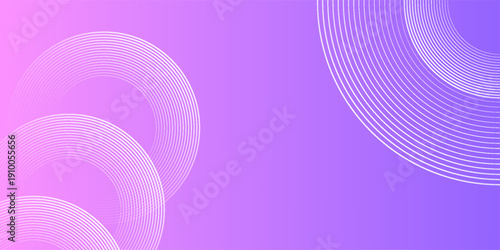 Abstract circle lines on pink and purple background. Geometric stripe line art design for poster, brochure, cover, website, header, web banner, presentation.