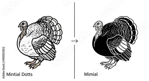Illustration of two turkeys showing different patterns.