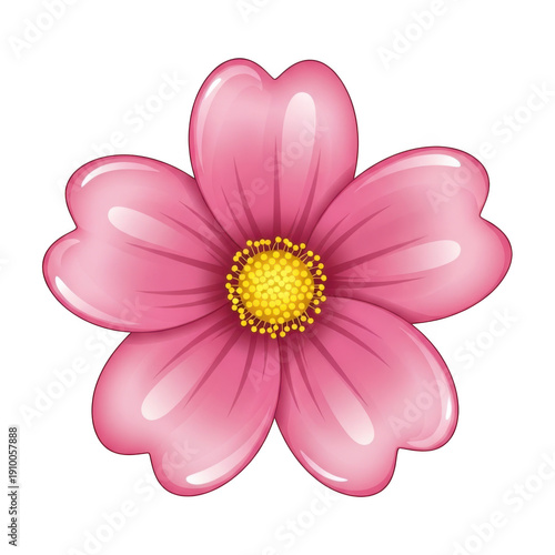 A delicate pink flower with a yellow center, symbolizing beauty and grace. isolated on transparent background