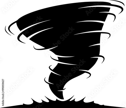 Tornado vector black silhouette print design
