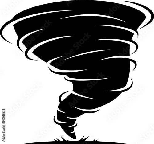Tornado vector black silhouette print design
