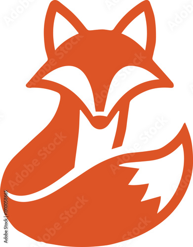 fox curled sitting logo emblem for brand identity vector