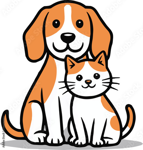 dog and cat pet portrait vector icon for veterinary care