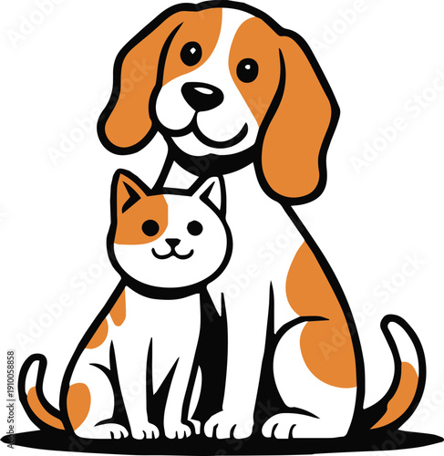 dog and cat friendship vector clipart for animal shelter use