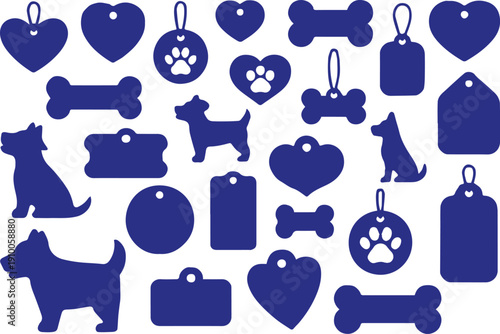 dog tag design vector pet id labels heart bone paw print dog shapes