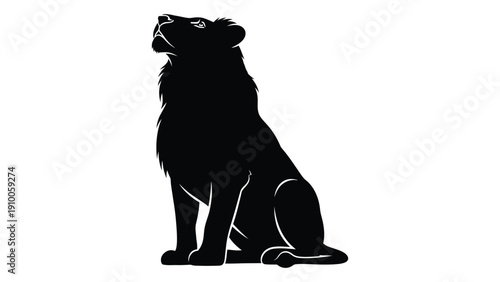 Majestic lion silhouette sitting with a calm and regal demeanor. isolated on white background, Vector