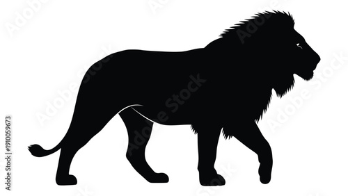 A majestic lion silhouette showcasing its powerful and regal stance isolated on white background, Vector
