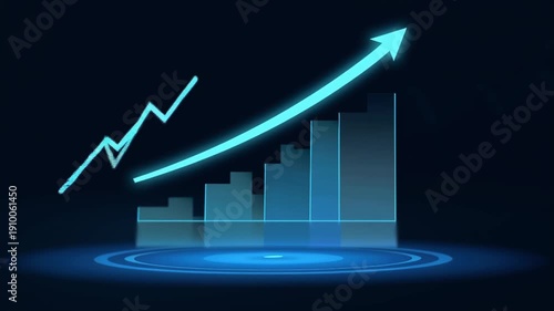 Business Growth Chart With Upward Arrow Showing Financial Success And Data Analytics Trend, educational, no logos, no text