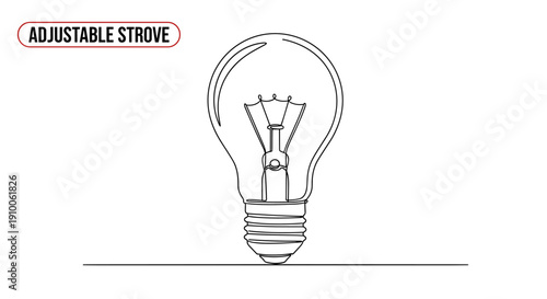 Minimalist continuous line art depicting a classic light bulb, representing the spark of innovation, creative ideas, and the essence of brilliant inspiration