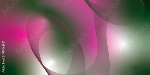 Magenta green and white abstract shape grainy gradient background with black noisy texture for wide banner poster and header design