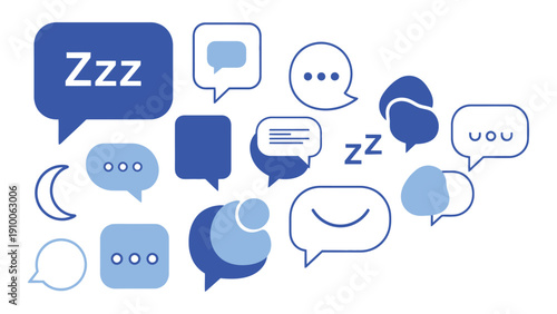 Various speech bubbles containing sleep symbols and zzz's. isolated on white background, Vector