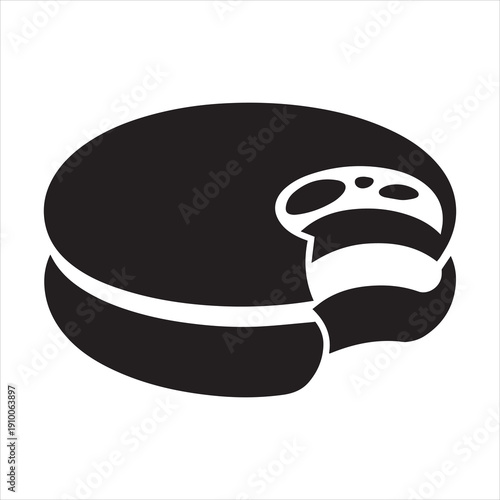 Macaron with bite taken Vector, Silhouette, Illustration