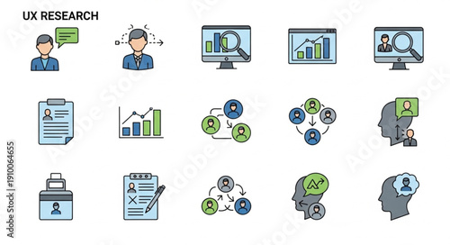 UX Research Icons Set User Experience Design Elements.