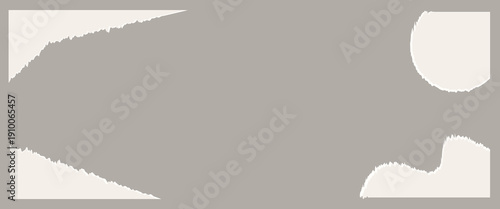 Torn paper pieces set. Light beige shapes with jagged uneven edges. Ripped different paper fragments collection. Textured grunge element bundle for collage, text box, banner, sticker, poster. Vector