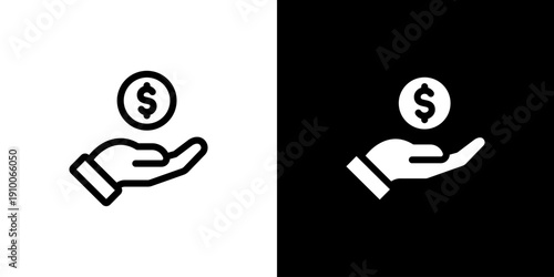 Saving icon concept with flat Black White Background. Vector illustration.