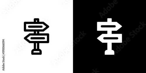 Road Signs icon concept with flat Black White Background. Vector illustration.