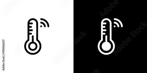 Smart Temperature icon concept with flat Black White Background. Vector illustration.