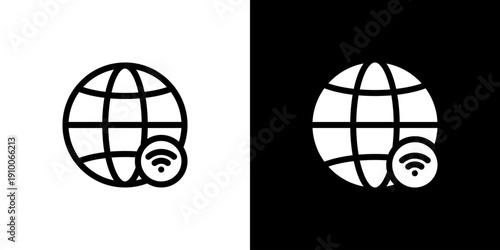 Internet icon concept with flat Black White Background. Vector illustration.