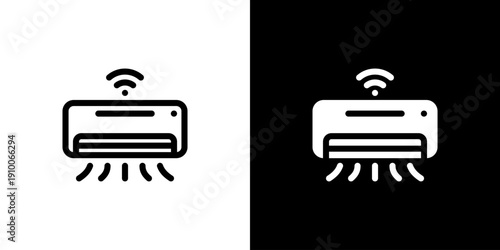 Air Conditioner icon concept with flat Black White Background. Vector illustration.