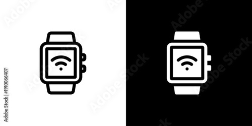 Smartwatch icon concept with flat Black White Background. Vector illustration.