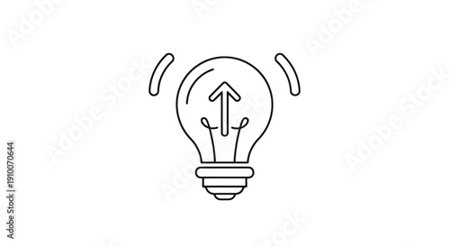 Light bulb with upward arrow symbolizing new idea or innovation.