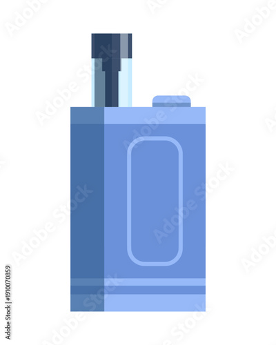 Stylized electronic cigarette isolated on white, symbolizing modern smoking habits, vaping, and nicotine addiction. Vector Not AI generated