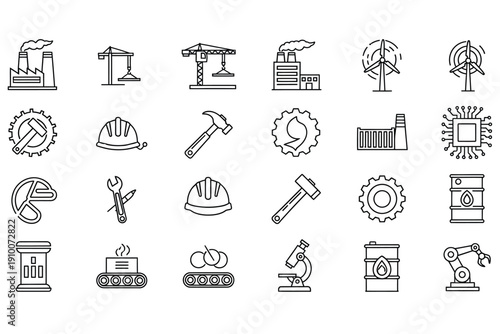 Collection of industrial and construction icons