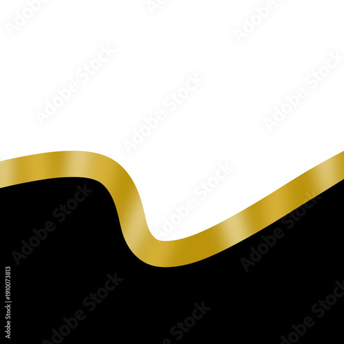 Abstract Gold Ribbon Wave on Black Background