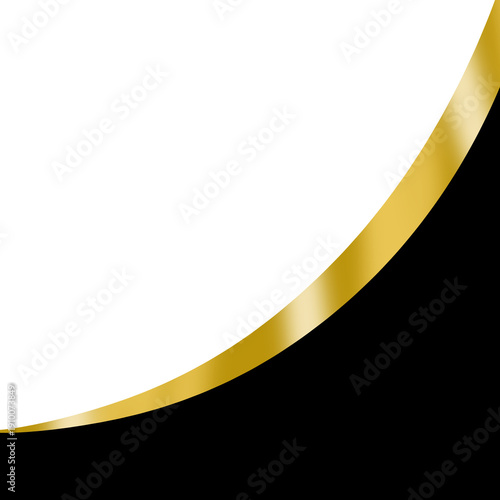 Abstract Gold Ribbon Wave on Black Background