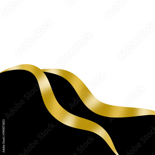 Abstract Gold Ribbon Wave on Black Background