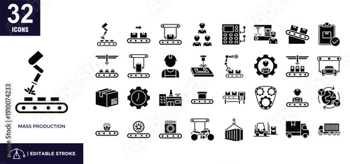 Mass Production glyph Icon Set