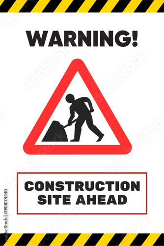 Construction Work Ahead Warning Sign