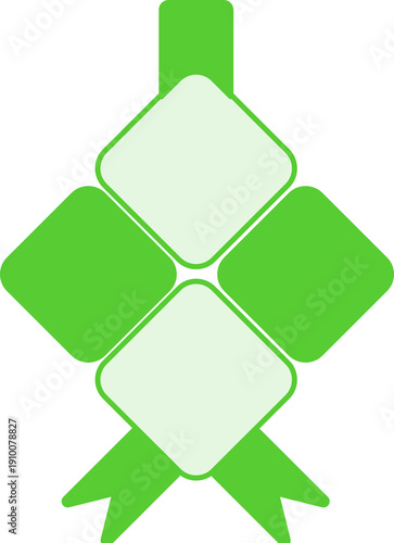 Green Ketupat Icon for Eid al-Fitr Celebration