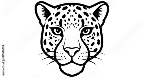 Black and White Leopard Head Illustration 2.