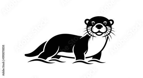 Black and White Otter Illustration.