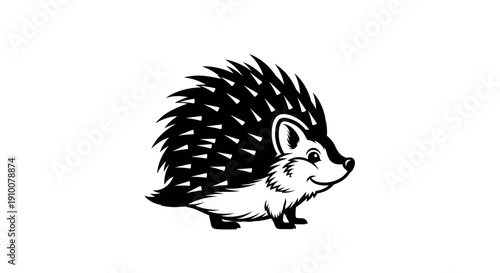 Black and White Porcupine Illustration Profile.