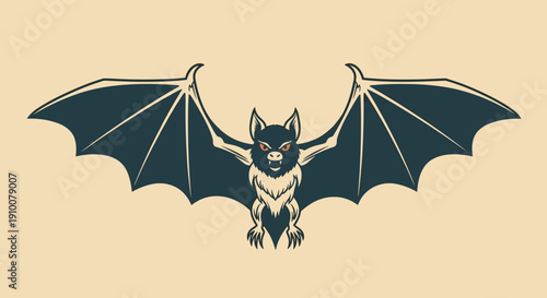 Black Bat Silhouette Flying Illustration.