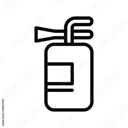 A simple line art illustration of a fire extinguisher, presented as a clean icon. Motor and Spare part single line icon UI design.