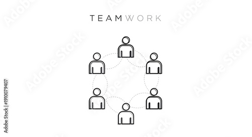 Teamwork concept illustration with connected people figures in a circle.