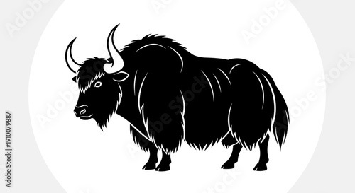 Black Yak Silhouette Standing Strong.