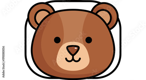 Cartoon bear face illustration with smile.