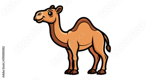 Cartoon Camel Illustration Standing Profile View.