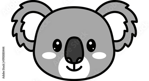 Cartoon Koala Face Illustration 1.