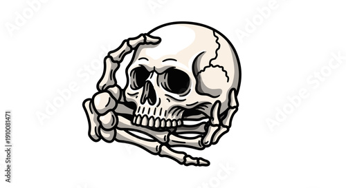 Detailed Illustration of Human Skull and Bones.
