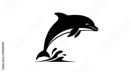 Dolphin Leaping Out of Water Silhouette.
