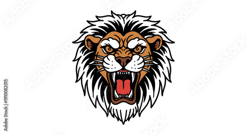 Illustration of a Lions Head Roaring.