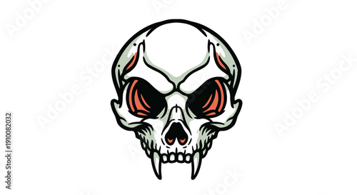 Illustration of a Skull with Red Eyes.